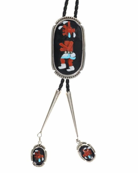 Zuni Bev Etsate Multi Stone Inlay Kachina Bolo Tie