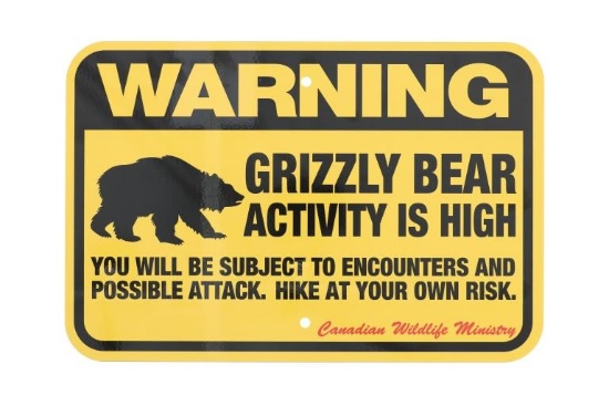 Grizzly Bear Warning Sign from Canada