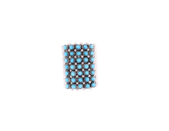 Zuni Snake Eye Turquoise S. Haloo Sterling Ring