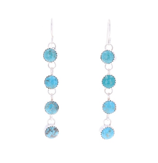Navajo Fox Turquoise Dangle Earrings