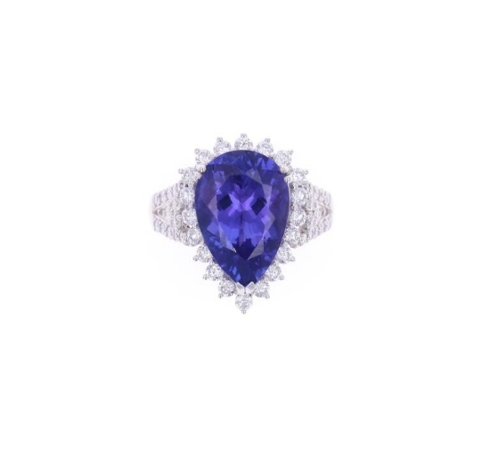 GIA AAA Tanzanite VS1 Diamond & Platinum Ring