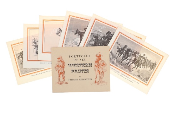 Rare "Portfolio Of Six Western Prints", Remington