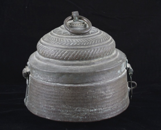 Indo Persian Hammered Copper Chapati Box 1800s