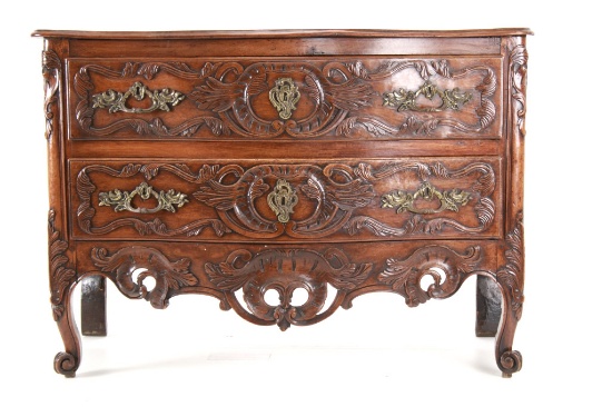 18th C. French Provincial Louis XV Walnut Commode