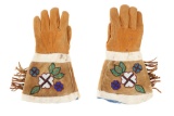 Ca. 1950s Northern Cree Beaded Gauntlet Gloves
