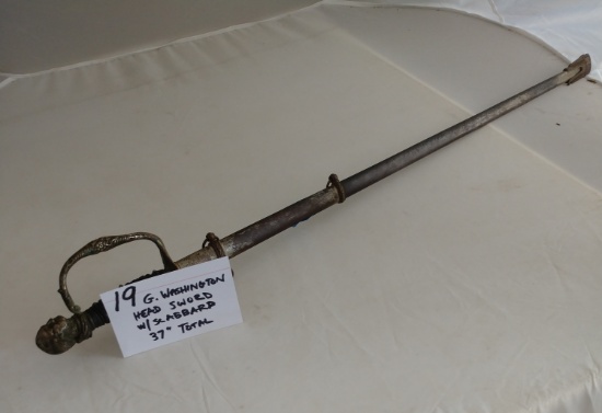George Washington Head Sword with Scabbard - 37" Total