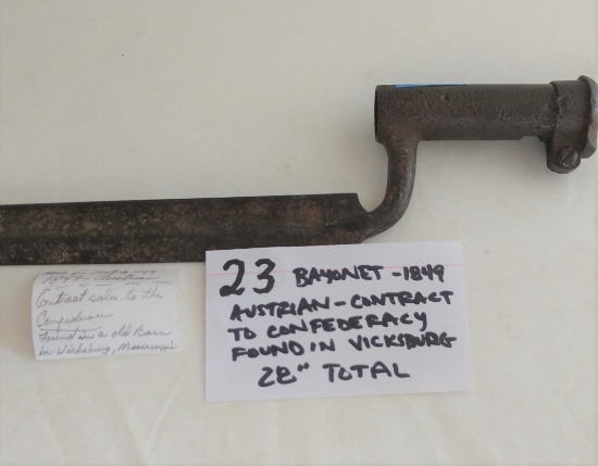 Bayonet - 1849 Austrian Contract with Confederacy - Found in Vicksburg, MS - 28" Total