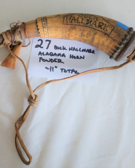 Buck Hallmark Alabama Powder Horn - ~ 11" Total