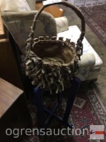 Water bottle/ plant stand, 30h blue and Bark basket