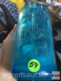 Barware - vintage Jack's Beverages seltzer bottle, sparkling water, blue, made Czechoslovakia, 11