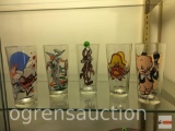 Glassware - 5 Pepsi Cartoon Character glasses, 3 - 1973, 2 - 1976