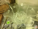 Glassware - vintage footed bowl, floral pattern, 11