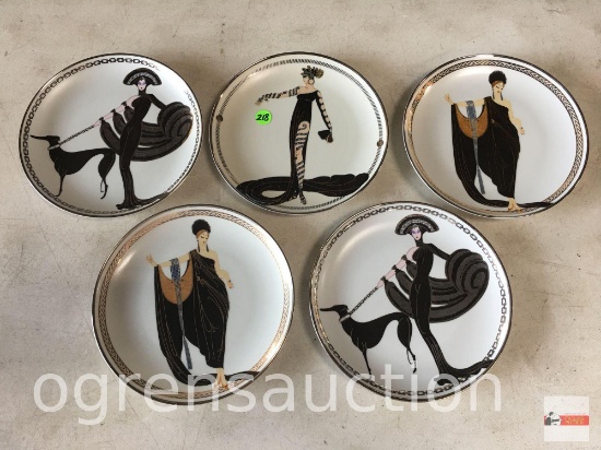 Collectibles - 5 Collector plates, Art Deco House of Erte', 8.25"w