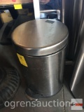 Chrome cylinder step garbage can, small