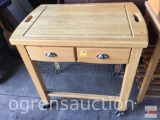 Rolling butcher block cart, 2 drawers, locking wheels