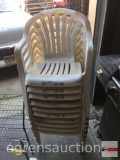 10 white vinyl plastic patio chairs