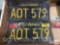 Vintage license plates, pair 1963 and date cut outs, '54, '55