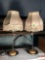 2 dresser lamps w/ fringed shades, 21.5
