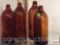 Glassware - 4 bottles, embossed Clorox, brown, 9.25