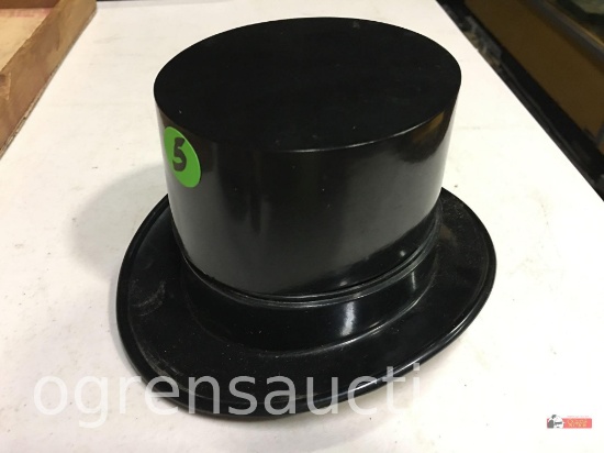 Top Hat container, bakelite 6.75"wx4"h