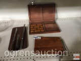 3 Chese board, slicer & Woodland designer board & misc. w/knives
