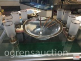 Glassware - Lg. Italy salad bowl, 4 long forks and 8 tea glasses, signed Culver Ltd. 7