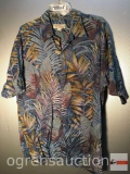 Clothes - Hawaiian Shirt - Tori Richards Honolulu, 100% cotton Lawn, Sz XL, Blue Ferns