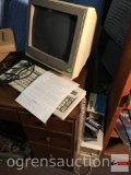 Vintage computer tower, monitor and keyboard & discs