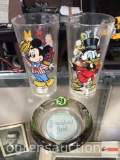Disney - Disneyland ashtray, 1978 Pepsi Mickey Mouse glass, Scrooge McDuck Glass 6.25