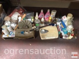lg. lot misc. vanity supplies, beauty products, bath scale etc.