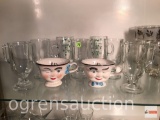 Glassware - Irish coffee glasses and 2 Baileys mugs