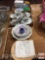 Dish ware - cups/ saucers, misc. plates and 4 wooden plates to stencil