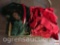 Material - red misc., lg. velvet w/ decor Tree skirt and misc. string lights