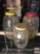 Glassware - 3 lg. barrel jars, 1 w/ wooden bail handle, 10