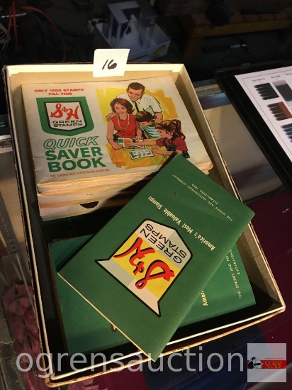 Ephemera - Box of S&H Green Stamp Saver books, filled