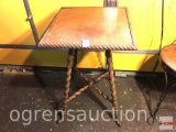 Vintage occasional table, barley twist, metal fish feet, 18