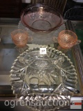 Glassware - pink bowl, lg. fruit platter 11