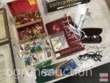 Jewelry - pins, jewelry box, jewelry book, eye glasses & dental plaque remover etc.