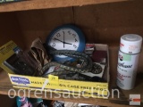 Clock, light controllers, chain, multimeter and misc. hardware