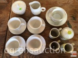 Franciscan White stoneware tea set (4 cups/saucers, sugar/creamer) - Czech cup/saucer & Millefleur