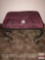 Furniture - foot stool, iron scroll base, upholstered fabric, 17