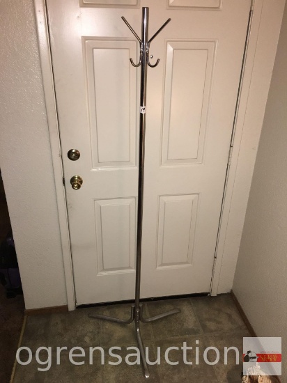 Furniture - Metal coat rack, , 3 double hooks, 3 legged, 69"h