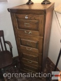 Furniture - Wooden oak 4 drawer filing cabinet, 18.5