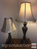 Furniture - 2 metal table lamps with shades, 18.5