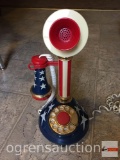 Telephone - Candlestick telephone - contemporary Red/white/blue motif, 13