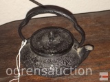 Teapot - small cast iron loose tea teapot w/ strainer, black, 4.5