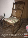 Furniture - Vintage oak ladies rocking chair, cane back