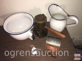 Vintage Collectibles - 2 enamelware (pitcher 7