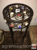 Metal planter stand, round with accents, small 21.5