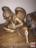 Figurine - Lg. resin angel, gold tone, 16